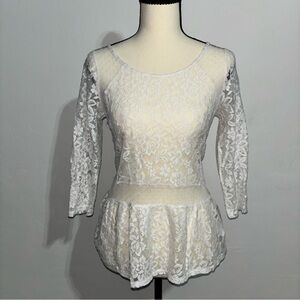 Hollister White Lace Peplum Blouse